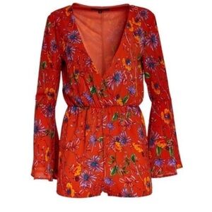 🍀 3/$30 Strut & Bolt | NWT tangerine floral bell sleeve romper
